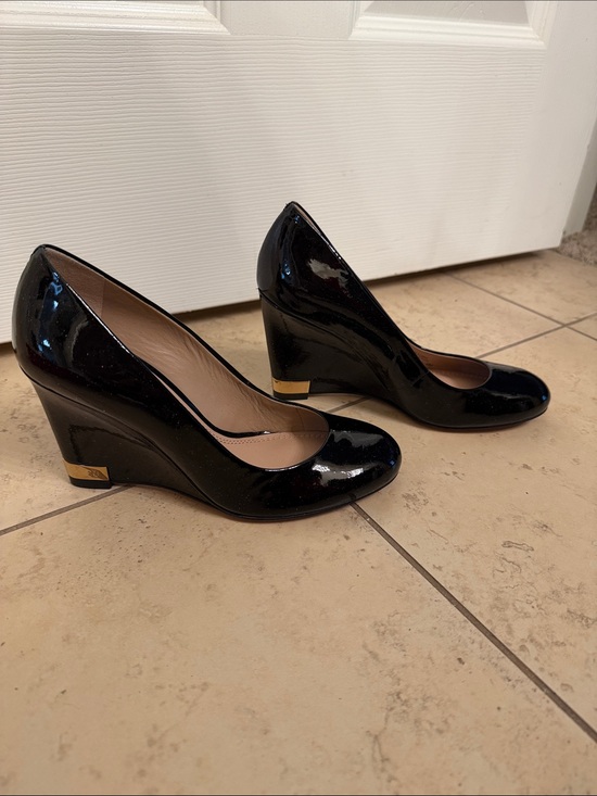 Tory Burch Shoes - Tory Burch Black Astoria 90mm Wedge - Soft Patent Calf